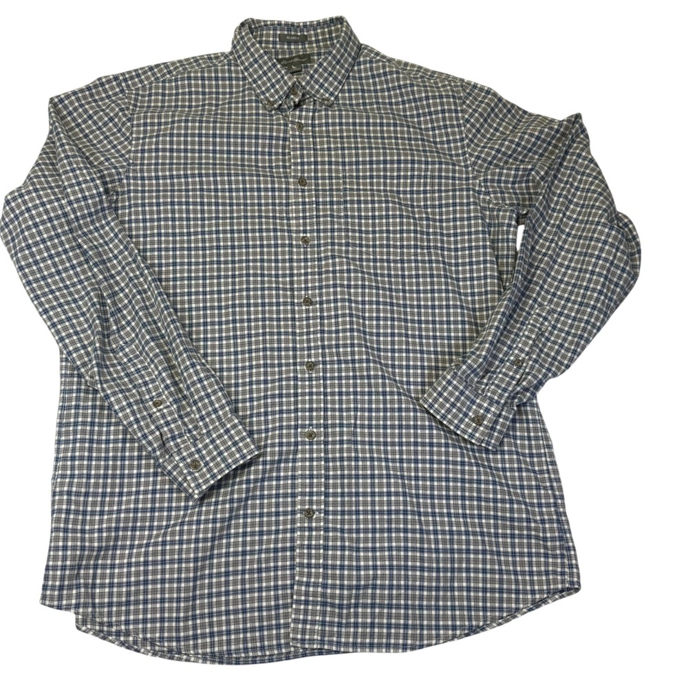 Eddie Bauer Mens LT Relaxed Fit Plaid Button Down Long Sleeve Shirt Cotton Sz LT